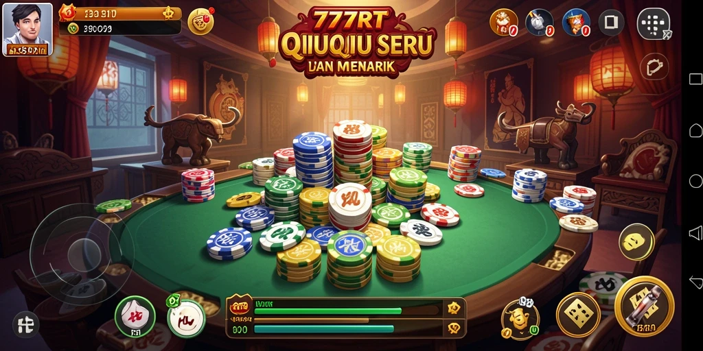 Tampilan gameplay 777RT dengan kartu QiuQiu yang menarik.