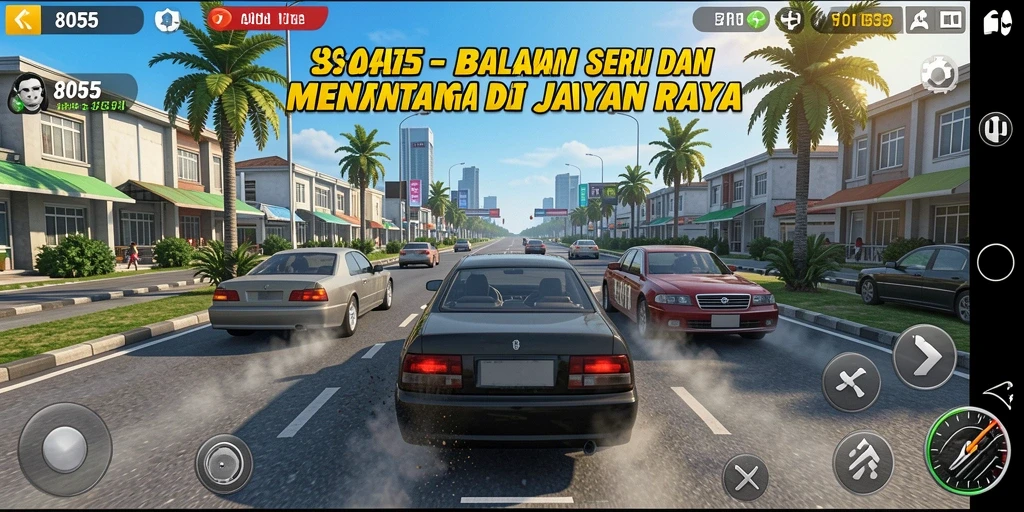 Tampilan aksi balapan mendebarkan di game 8055.