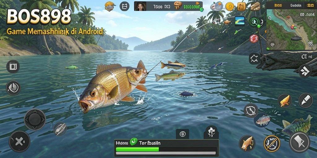 Screenshot utama BOS898 menampilkan gameplay memancing yang seru dan realistis.