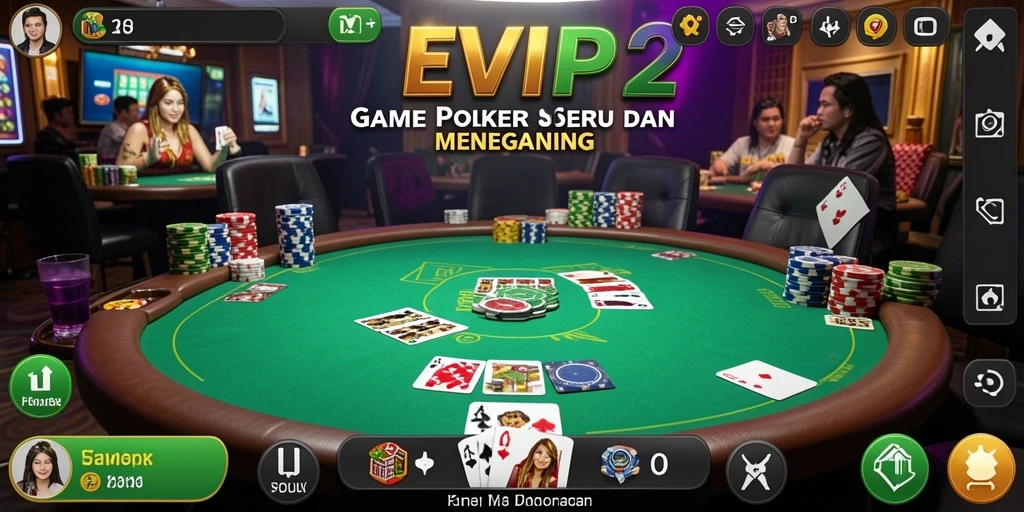 Tampilan gameplay poker seru dan interaktif di EVIP2.