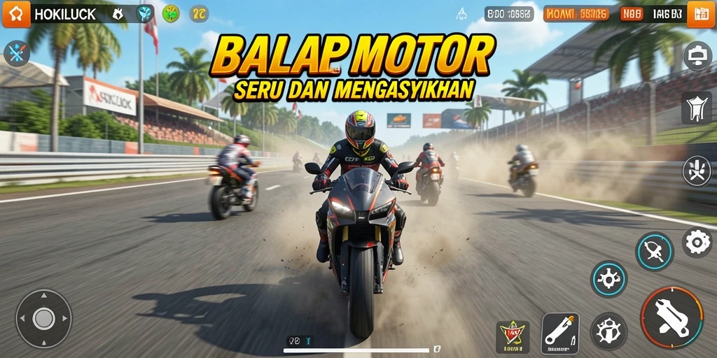 Tampilan gameplay balap motor yang mendebarkan di HOKILUCK.