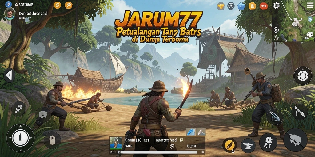 Tampilan gameplay menarik dari JARUM77 dalam dunia terbuka.