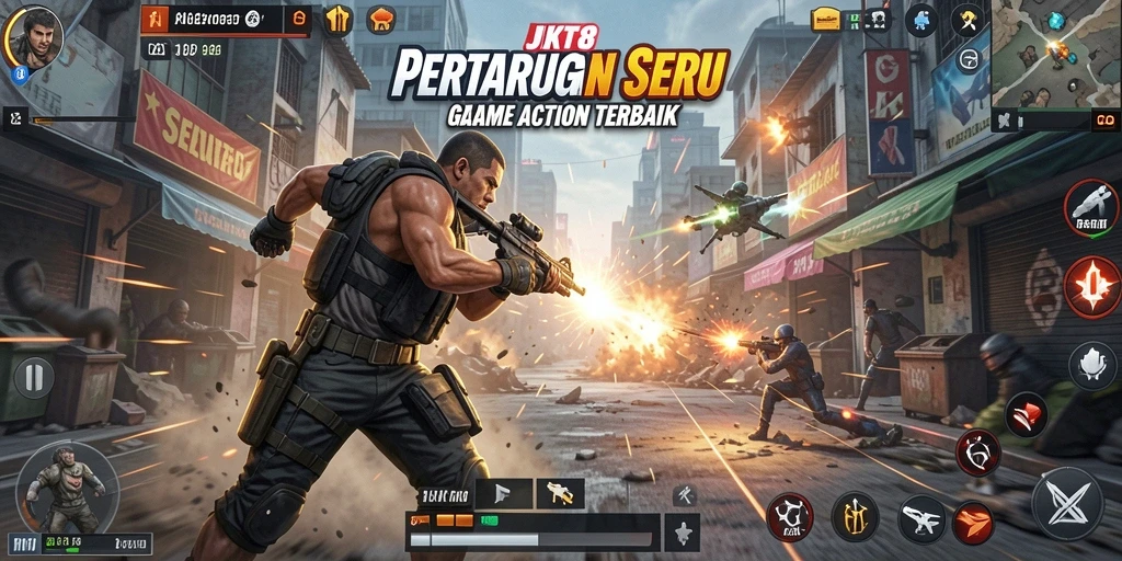 Gameplay seru JKT8 dengan pertarungan yang mendebarkan.