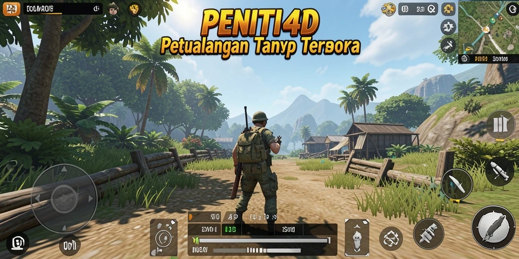 Tampilan gameplay PENITI4D yang epik dalam dunia terbuka.