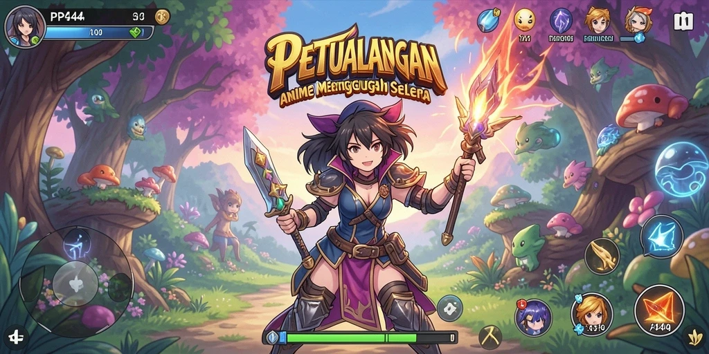 Tampilan gameplay PP444 yang memukau dengan karakter Anime ikonik.