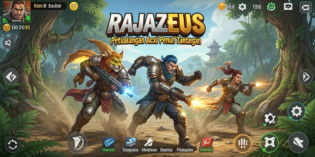 Screenshot gameplay menampilkan aksi seru dan intens dalam RAJAZEUS.
