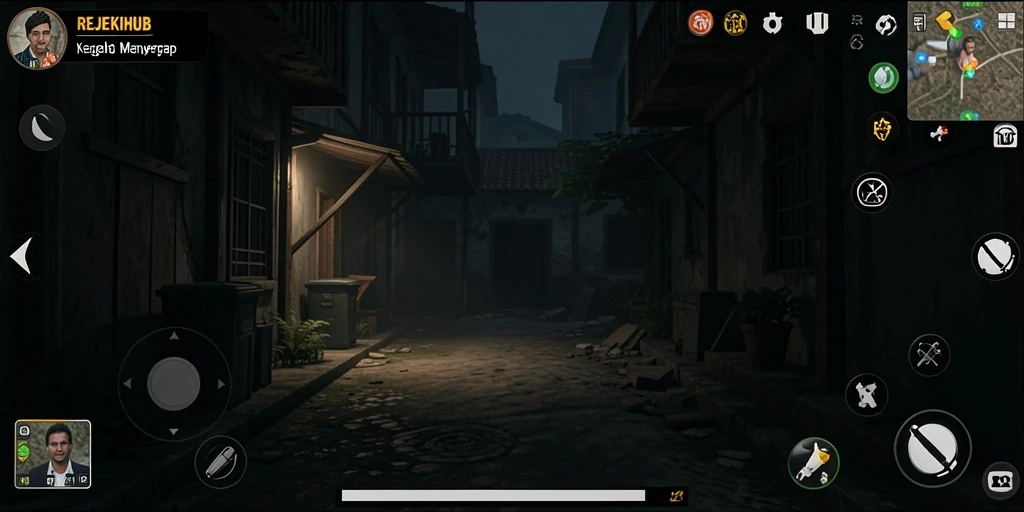 Menggambarkan nuansa menyeramkan REJEKIHUB dalam gameplay menegangkan.