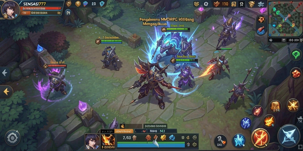 Screenshot SENSASI777 menunjukkan aksi pertempuran yang mendebarkan dalam gameplay MMORPG.