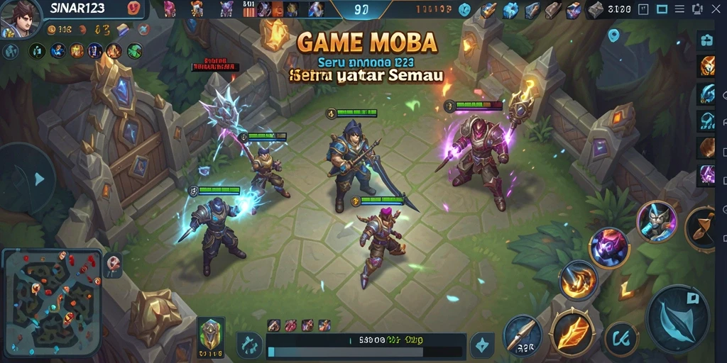 Tampilan aksi seru dalam gameplay MOBA SINAR123.