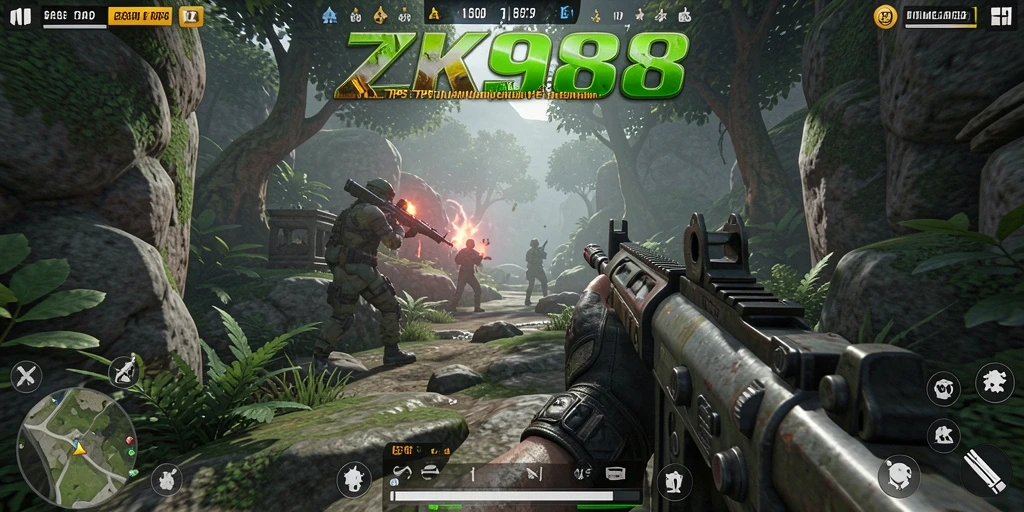 Tampilan menarik gameplay ZK988 dalam pertempuran TPS.